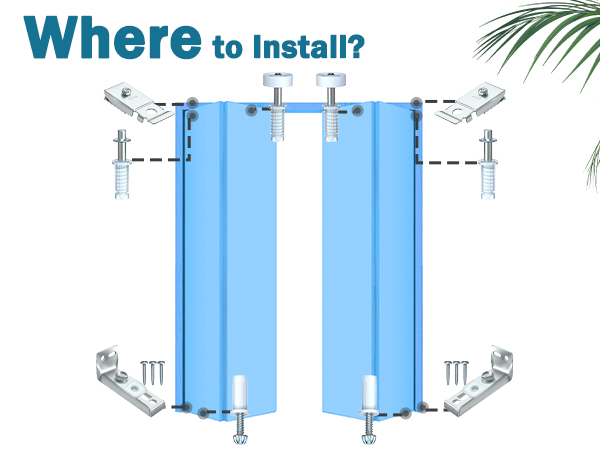 The bifold door hardware is pressed at the specific position on the door