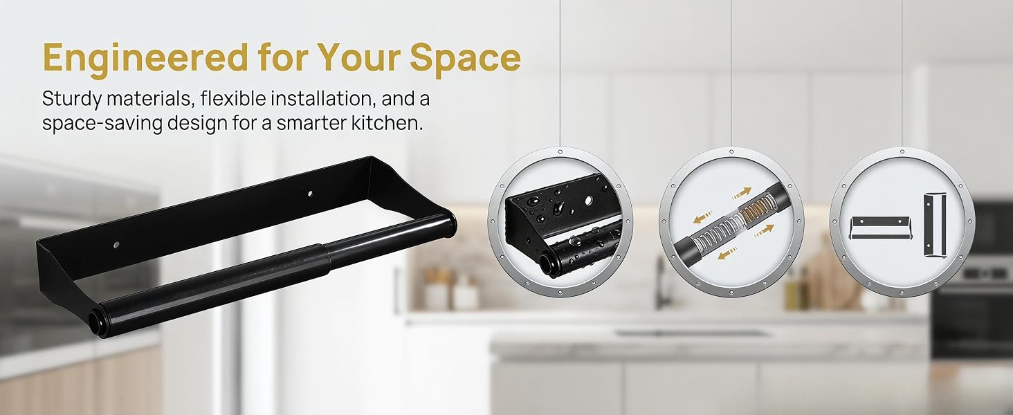 Black Paper Towel Holder Under Cabinet,Under Counter Paper Towel Holder Wall Mount
