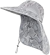 Outdoor Sun Hat for Men with 50+ UPF Protection Safari Cap Wide Brim Fishing Hat with Neck Flap, ...