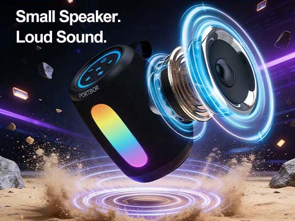 Small Portable Bluetooth speaker and loud sound! Clear bass, powerful midrange, hifi teble.