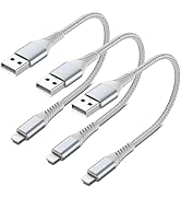 Short Lightning Cable 1ft, 3-Pack 1 Foot iPhone Charging Cable Braided USB A to Lightning Cable S...