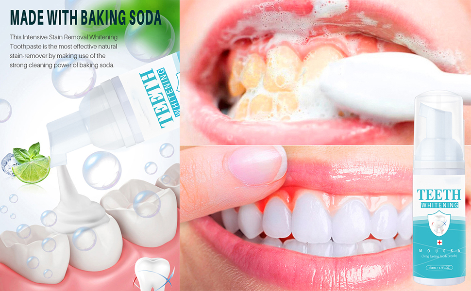 Teeth Whitening Mousse, Refreshing Breath Deep Cleaning Foam Teeth Whitening Mousse Color Corrector