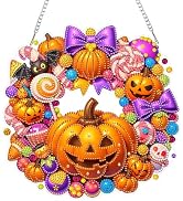 Eiflow Diamond Art Hanging Kit for Adults Candy Pumpkin, DIY Diamonds Pearl Painting Door Hanger ...