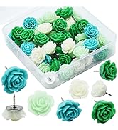 YOUDEFUL 60Pcs Decorative Pushpins, Green Rose Flower Push Pin with Gradient Color, Cork Board Ta...