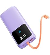 Laptop Power Bank, 24000mAh 65W Fast Charging Portable Charger with Built-in Cable, USB C Battery...