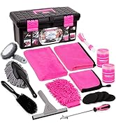 THINKWORK Pink Car Detailing Cleaning Kit, Car Wash Kit, Car Accessories for Women Suitable for S...