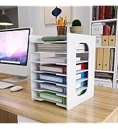 Natwind 7 Tiers Paper Organizer for Desk Desktop White File Holder Office Desk Organizer Mail Let...