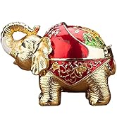 Vintage Windproof Ashtray with Lid for Cigarettes, Metal Cigar Holder Decorative Elephant Tobacco...