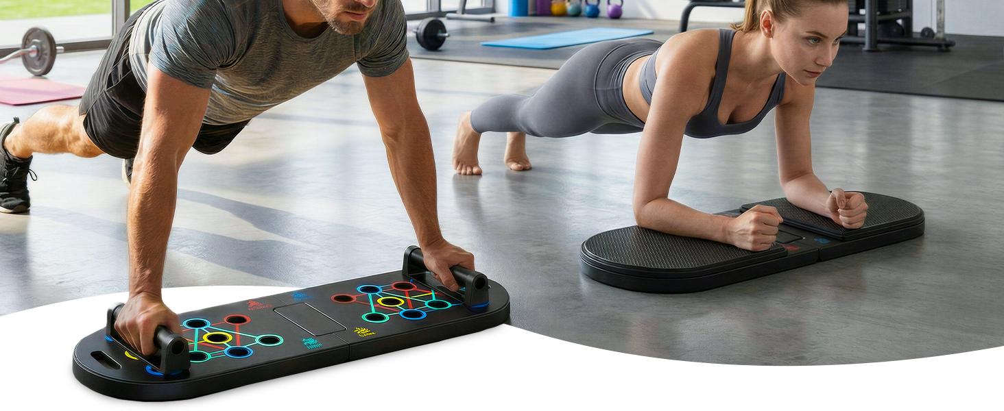 Push Up Board with Resistance Bands & Plank Pad