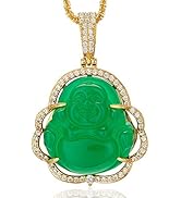 ZenBless Buddha Cubic Zirconia Necklace Iced Out Jade Laughing Buddha Necklace for Women Yoga Mal...