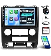 Android Car Stereo for Ford Escape 2007-2012, 9 Inch Touch Screen, 8-Core 6+128GB, Wireless CarPl...