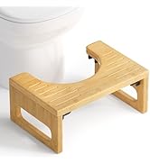AmazerBath 7 Inches Bamboo Toilet Stool, Foldable Squat Potty Stool for Adults, Non-Slip Poop Sto...