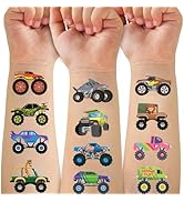 Ozepao Monster Trucks Temporary Tattoo for Kids, 10 Sheets Monster Truck Fake Tattoos for Boys Pa...