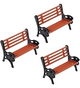 Miniature Park Bench Set 3-Pack - 1:24 Scale Brown Garden Seats with Realistic Detailing, Tiny Pa...