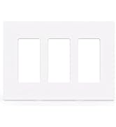 AIDA Screwless Decorator Wall Plates, Mid-Size 3-Gang 4.88" x 6.73", White Outlet Cover Plate, fo...