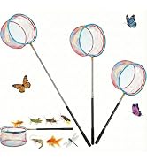 Goaste 3 Pack Kids Fishing Net, Telescopic Lightweight Landing Net, Bug Insect Catching Net with ...