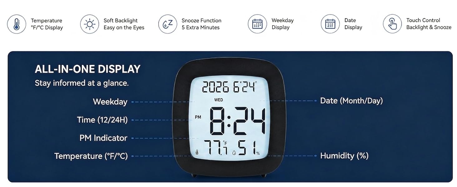 LCD bedroom alarm clock