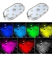 Zosppei 2 PCS Car Led Lights Interior,7 Colors Ambient Lighting Car Interior,USB Rechargeable Car...