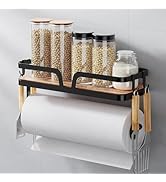 Taozun Paper Towel Holder Wall Mount, Kitchen Paper Holder Spice Rack Black Paper Towel Roll Hold...
