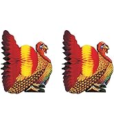 Beistle Tissue Turkey Centerpieces 12", Pack of 2, Fall Colors