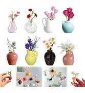 Mini Ceramic Vase Magnets for Fridge,Cute Tiny Magnet vases for Flowers Plant,Small Magnetic Flow...