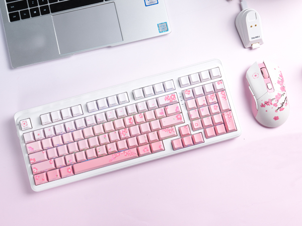 Sakura Pink gaming keyboard and mouse combo
