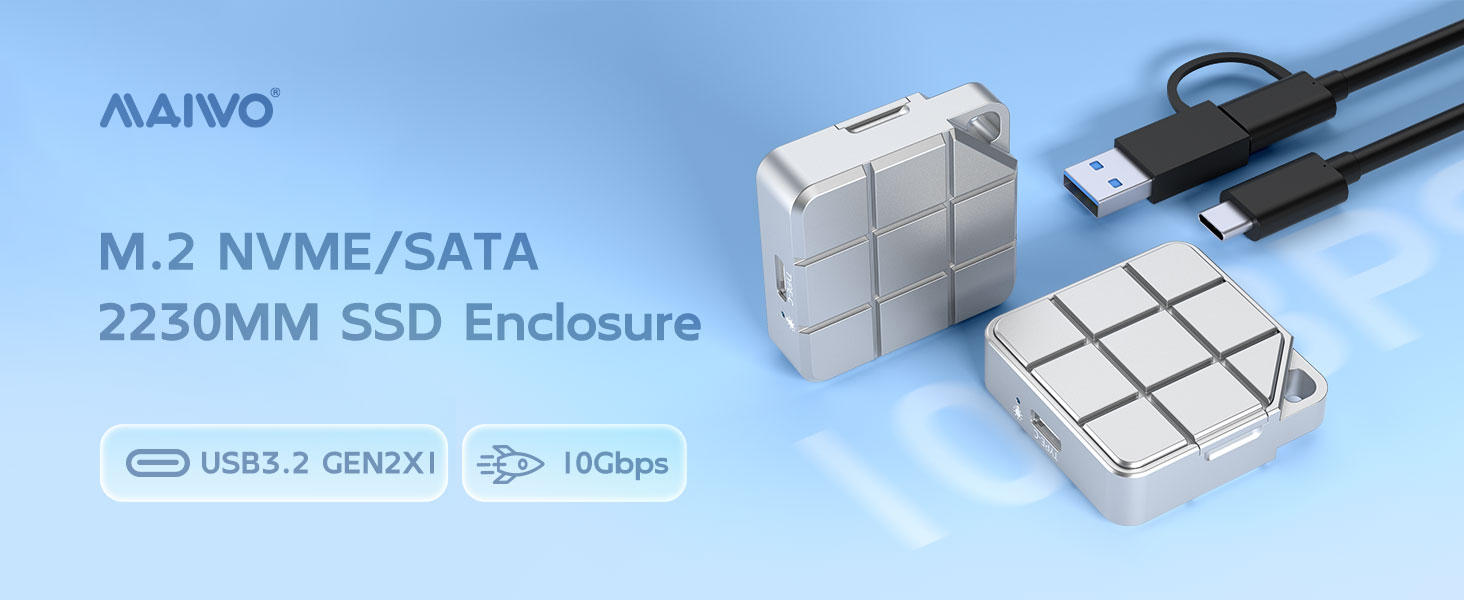 2230mm M.2 Solid State Drive Case Compatible with NVMe SATA M.2 SSD M-KEY and B+M KEY.