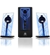 GOgroove BassPULSE 2.1 Computer Speakers with Blue LED Glow Lights and Powered Subwoofer - Gaming...