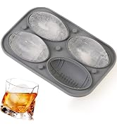 Amyandone Rugby Ball Ice Cube Tray with Lid, Large Silicone Round Ice Cube Mold with Football Sha...