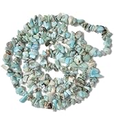HAAMIIQII 5-8mm Natural Larimar Chips Beads Irregular Freeform Chip Loose Gemstone Beads Semi Pre...
