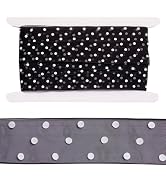 Pandahall 20 Yards Polka Dot Wired Edge Ribbons 1 Inch Black White Organza Chiffon Ribbon Sheer R...