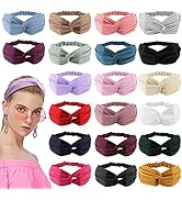 Ondder Knotted Elastic Headbands 20 Pack Assorted Women Headbands Work Out Yoga Sport Headbands S...
