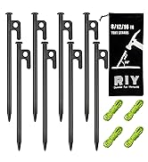 8 Pack Tent Stakes Heavy Duty Metal Tent Pegs for Camping Steel Tent Stakes 8 inch Unbreakable an...