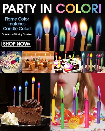 Colorflame birthday candles burn in COLORS!