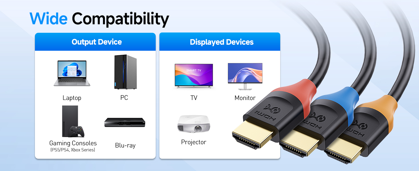 3-Pack 4K High Speed HDMI Cable