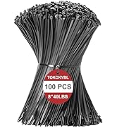 TOKCKYBL 8 Inch Zip Ties (100 PCS) – Heavy Duty 40lbs Tensile Strength, UV Resistant Black Cable ...