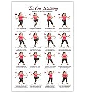 Daily Partner Tai Chi Walking Chart for Seniors, Printable Poster Featuring Step-by-Step Poses, W...