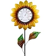 Outdoor Thermometers for Patio - Waterproof Sunflower Outdoor Indoor Thermometer with Stake Decor...