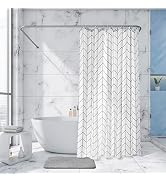 Moss & Stone Grey Fabric Shower Curtain for Bathroom with 12 Hooks, Shower Curtain Set with Showe...