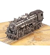 Steam Train 3D Pop-Up Birthday Card, Father's Day Greeting Card - Vintage Steam Train Design, Hap...
