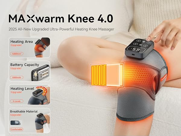IKEEPFIT Cordless Knee Massager with Heat Vibration
