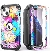 IDweel iPhone 15 Case with Tempered Glass Screen Protector, 3 in 1 Shockproof Slim Hybrid Heavy D...