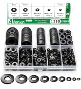 Aienxn 1110PCS Black Flat Washers Assortment Kit, 9 Metric Sizes- M2, M2.5, M3, M4, M5, M6, M8, M...