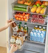 MineSign 2Pack Roll Out Fridge Caddy Pull Out Drawer Storage Bins with Wheels Refrigerator Organi...