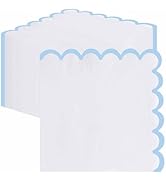 SietDESEO 50 Pieces 3-ply Light Blue Scalloped Napkins Folded 5 x 5 Inches Disposable Paper Napki...