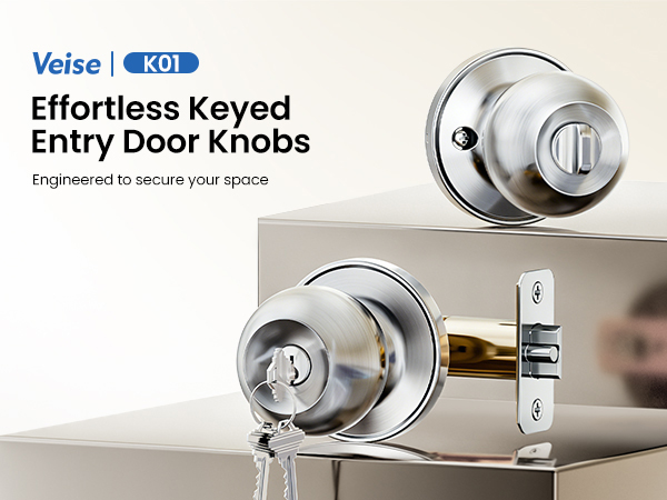 K01 Effortless Keyed Entry Door Knobs for security