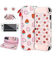 RHOTALL Strawberry Carrying Case Set for Nintendo Switch OLED, Portable Travel Case for Switch OL...