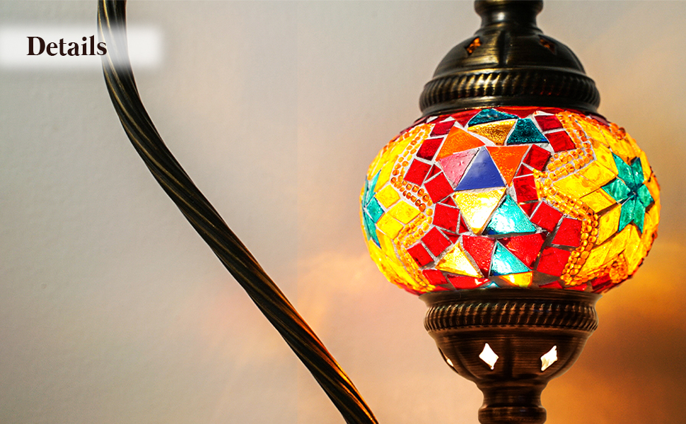 Turkish Moroccan Mosaic Table Lamp Tiffany Handmade Colorful Decorative Glass Antique Vintage Lamp