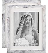 TOFOREVO Picture Frames 8x10 Set of 2 Distressed White Wood Grain Photo Frame for Gallery Wall Mo...