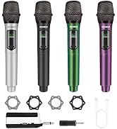 talomen Wireless Microphones for Karaoke, Rechargeable Microphone Set of 4, Plug and Play, 160FT ...